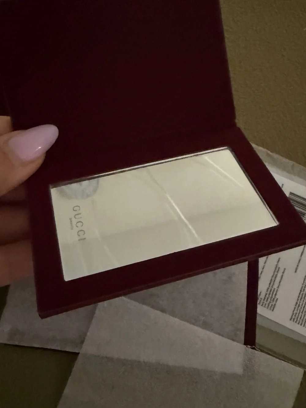 Gucci mirror new red burgundy in case pouch